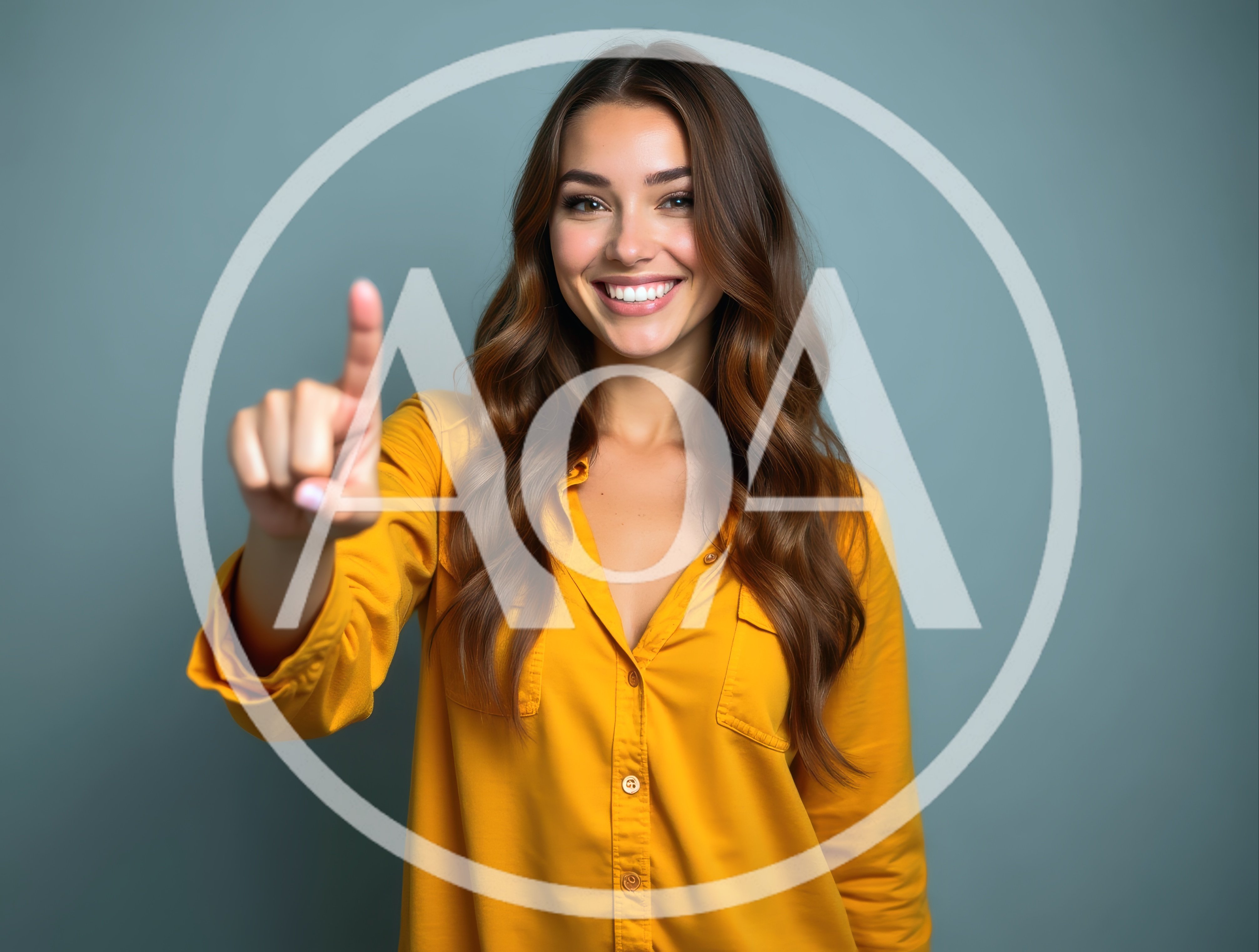 Smiling Woman Pointing Finger At Camera