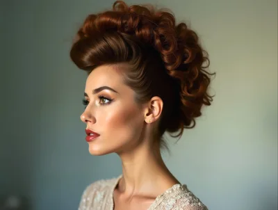 Portrait Of A Woman With Elaborate Curly Hairstyle