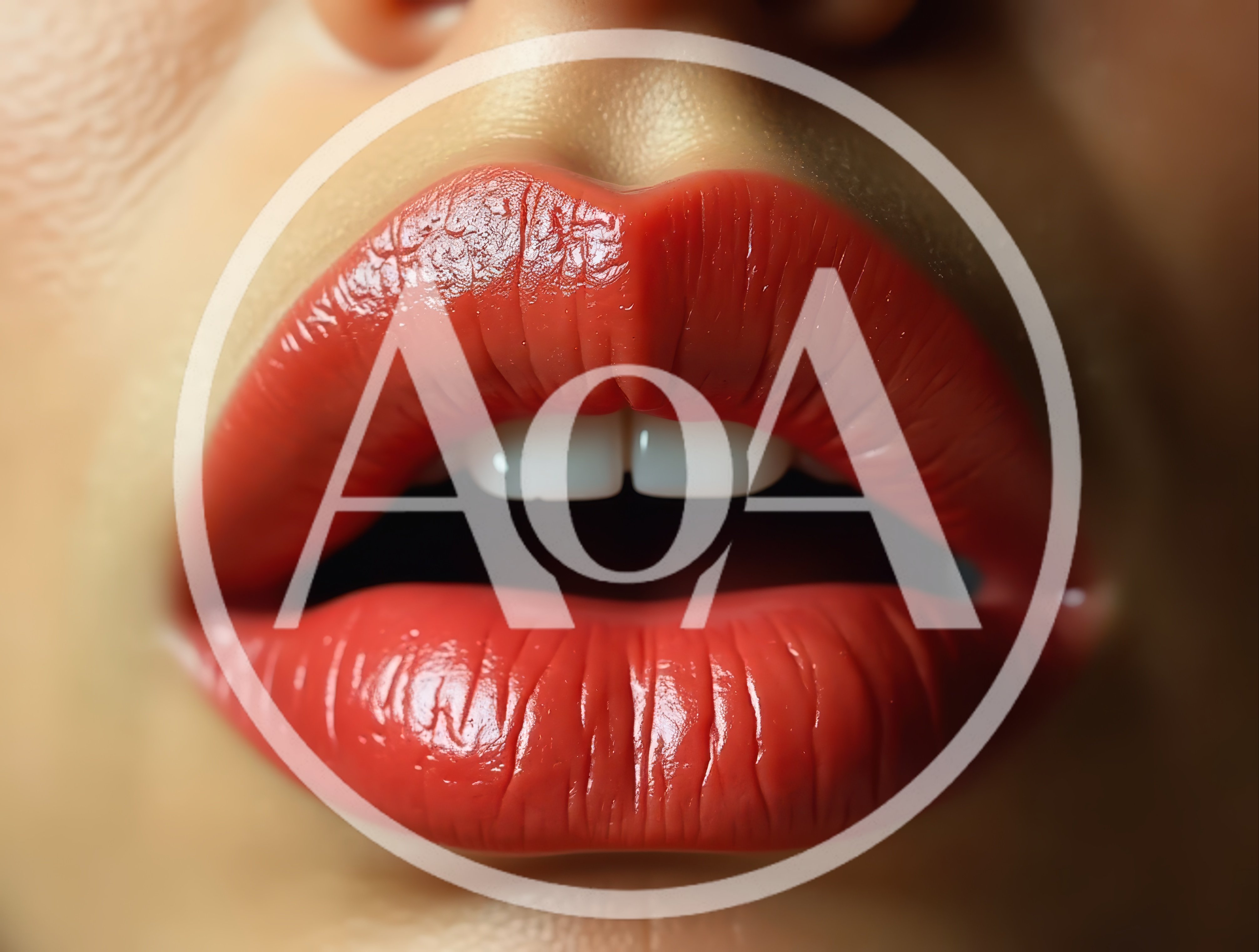 Close Up Of Woman With Glossy Red Lips