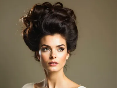 Portrait Of A Woman With Voluminous Dark Hair