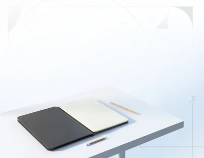 Open Notebook With Pencils On A Minimalist Desk