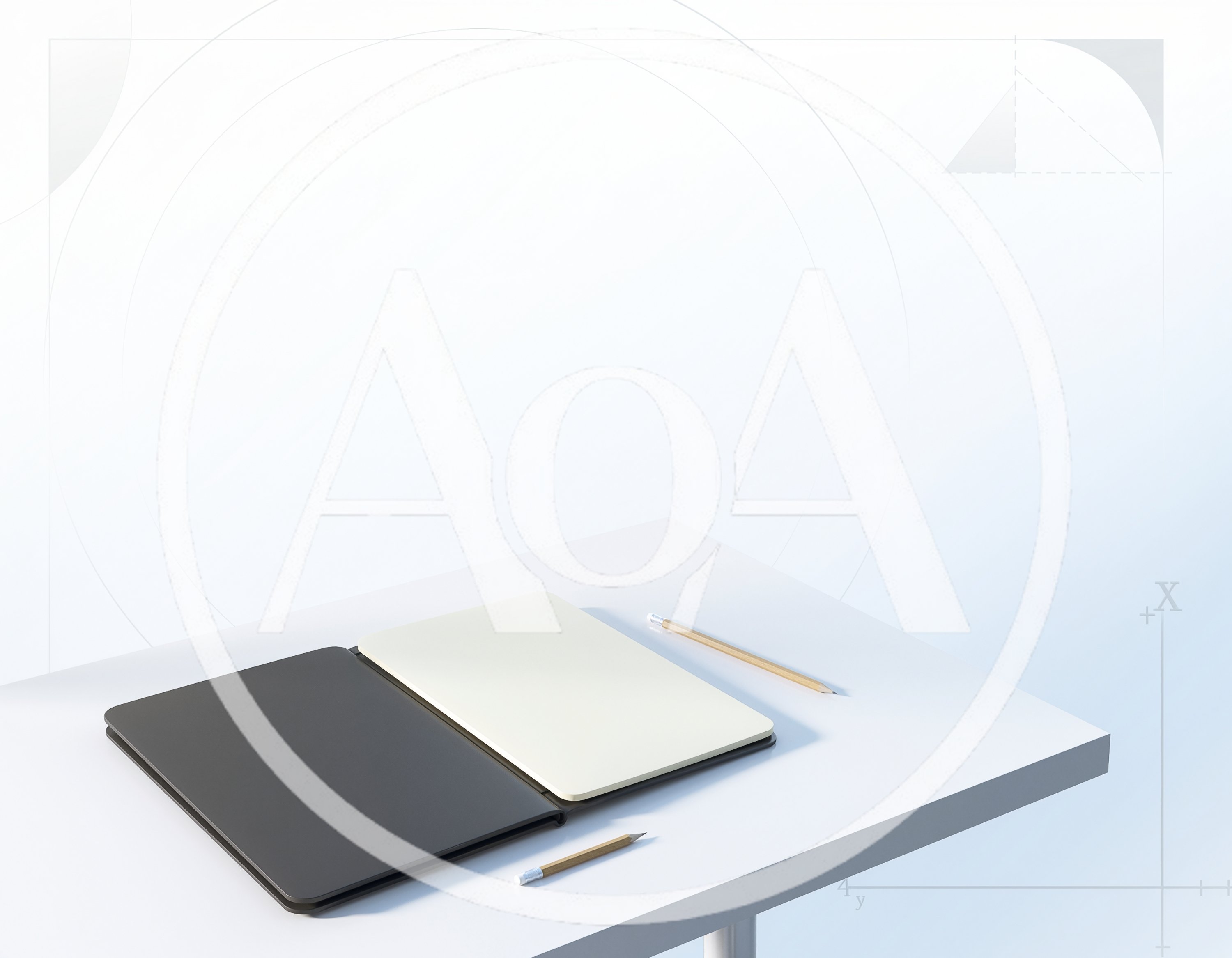 Open Notebook With Pencils On A Minimalist Desk