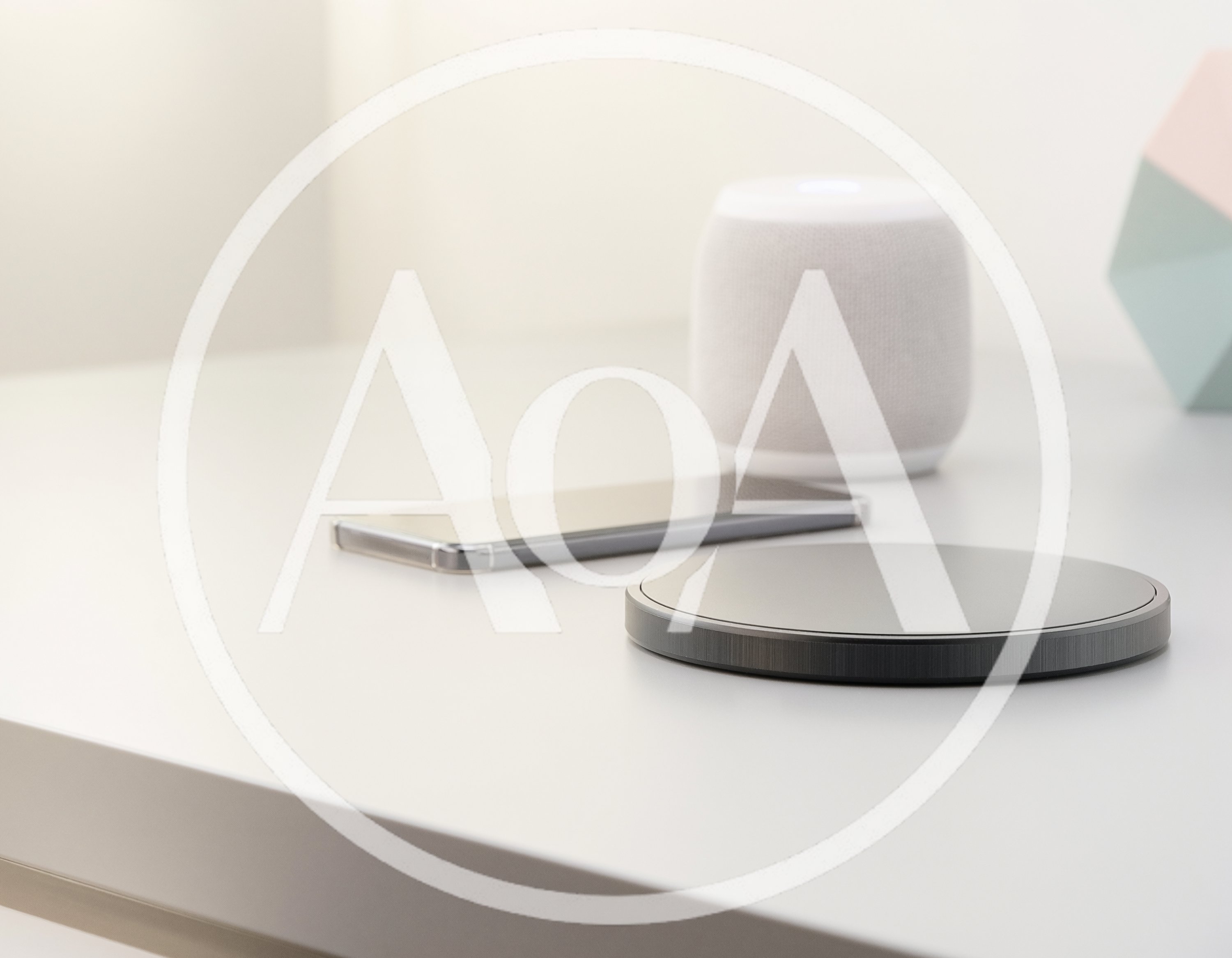 Wireless Charging Pad And Smartphone On Minimalist Desk