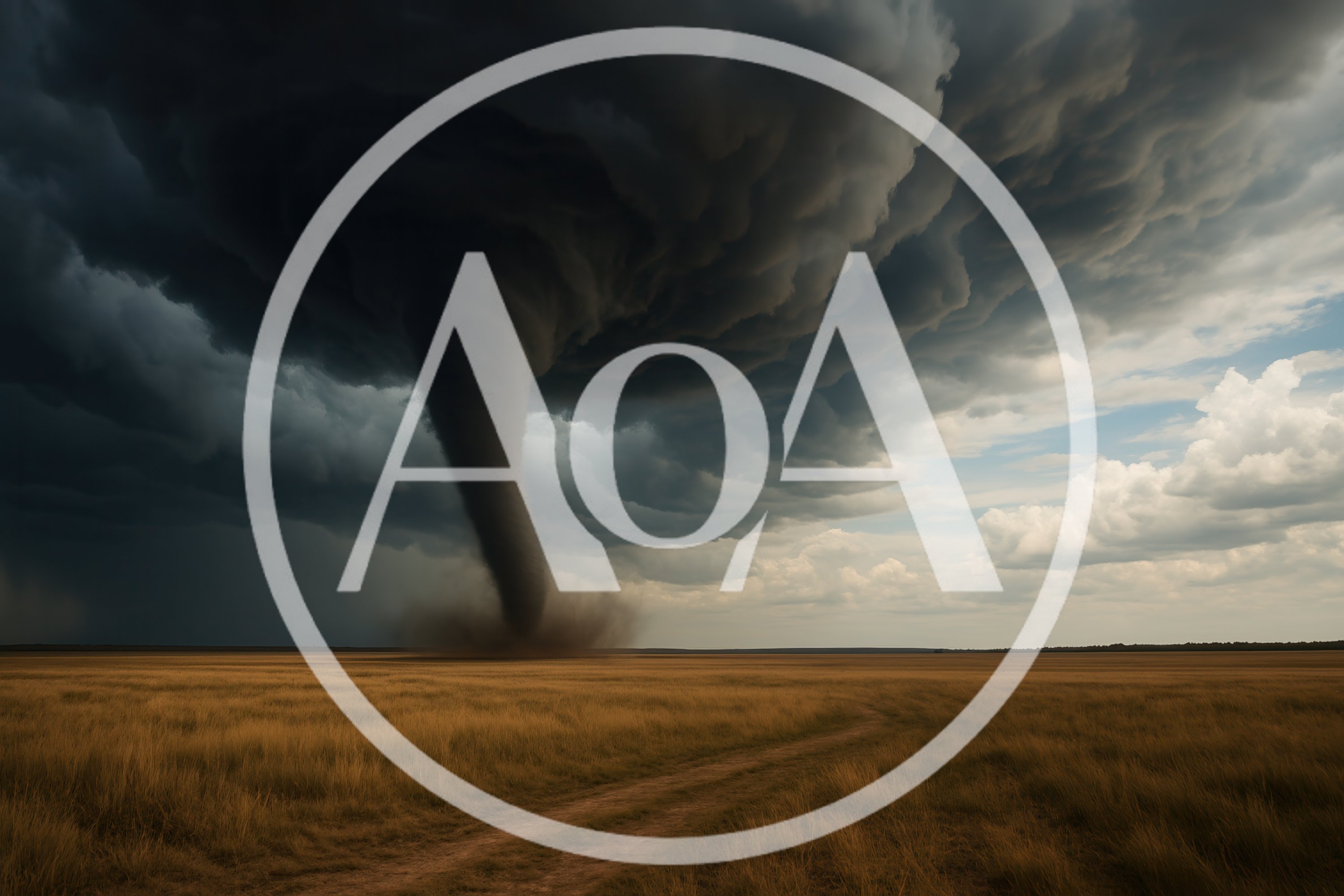 Massive Tornado Touching Down Over Open Grassland