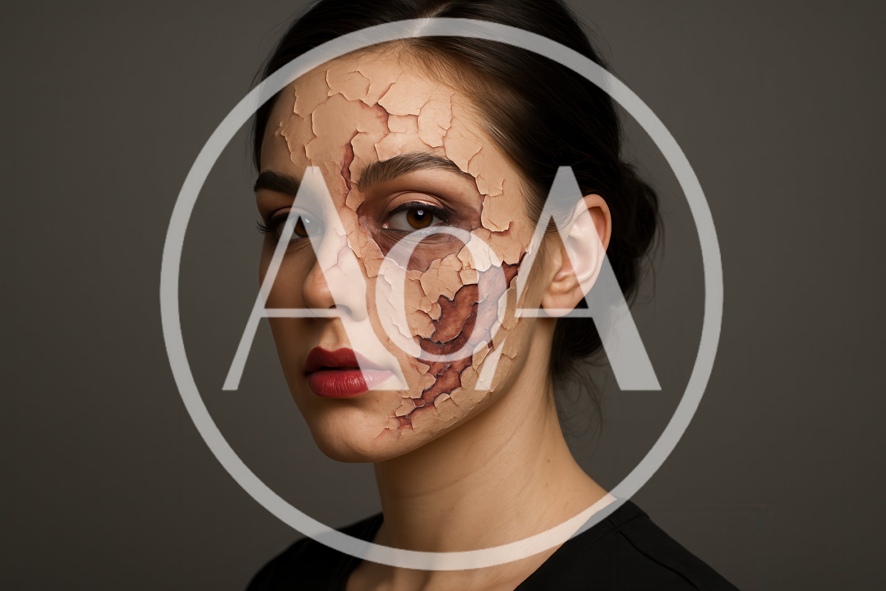 Portrait Of A Woman With Cracked Skin Makeup