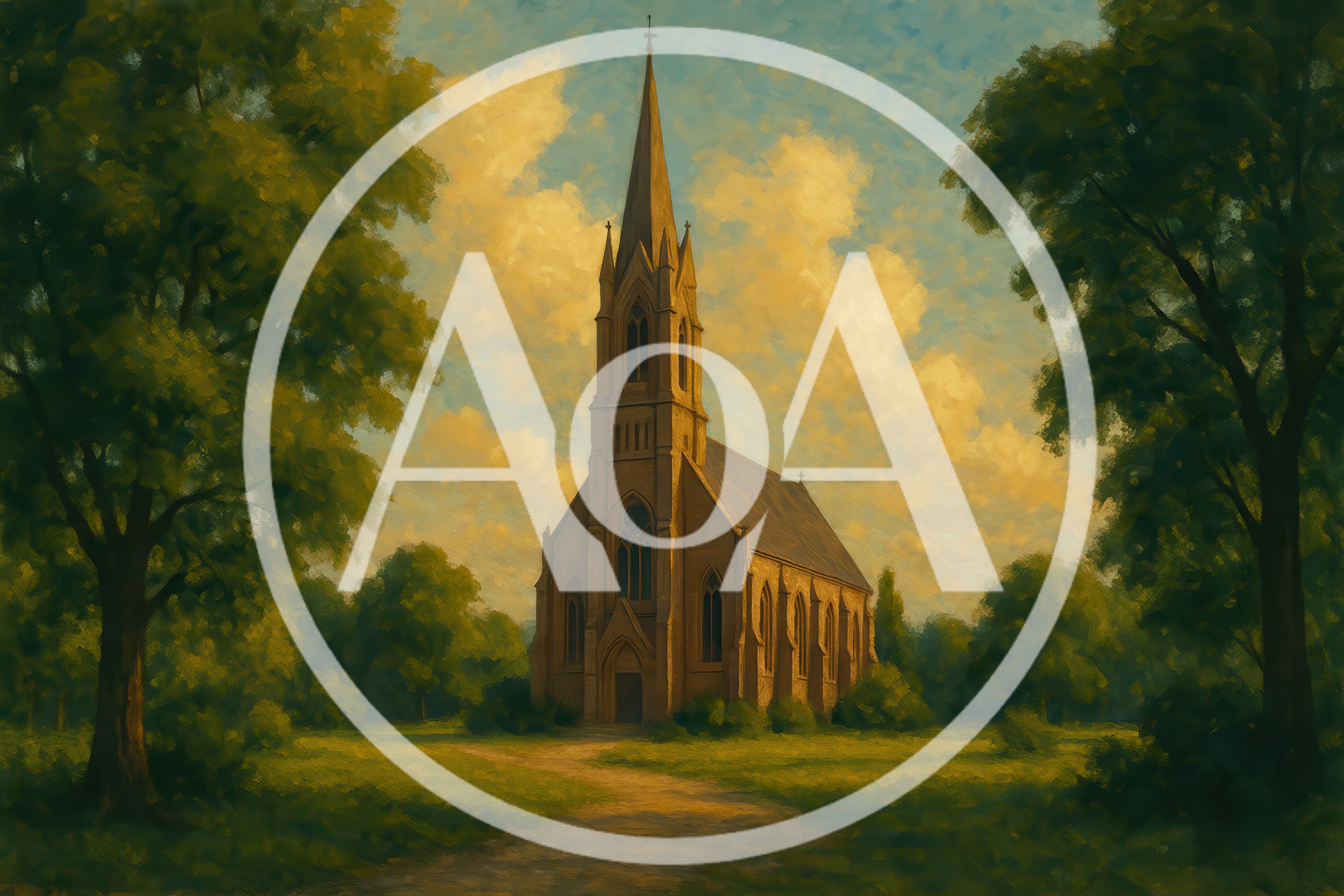 Gothic Revival Church Building In A Peaceful Forest Clearing