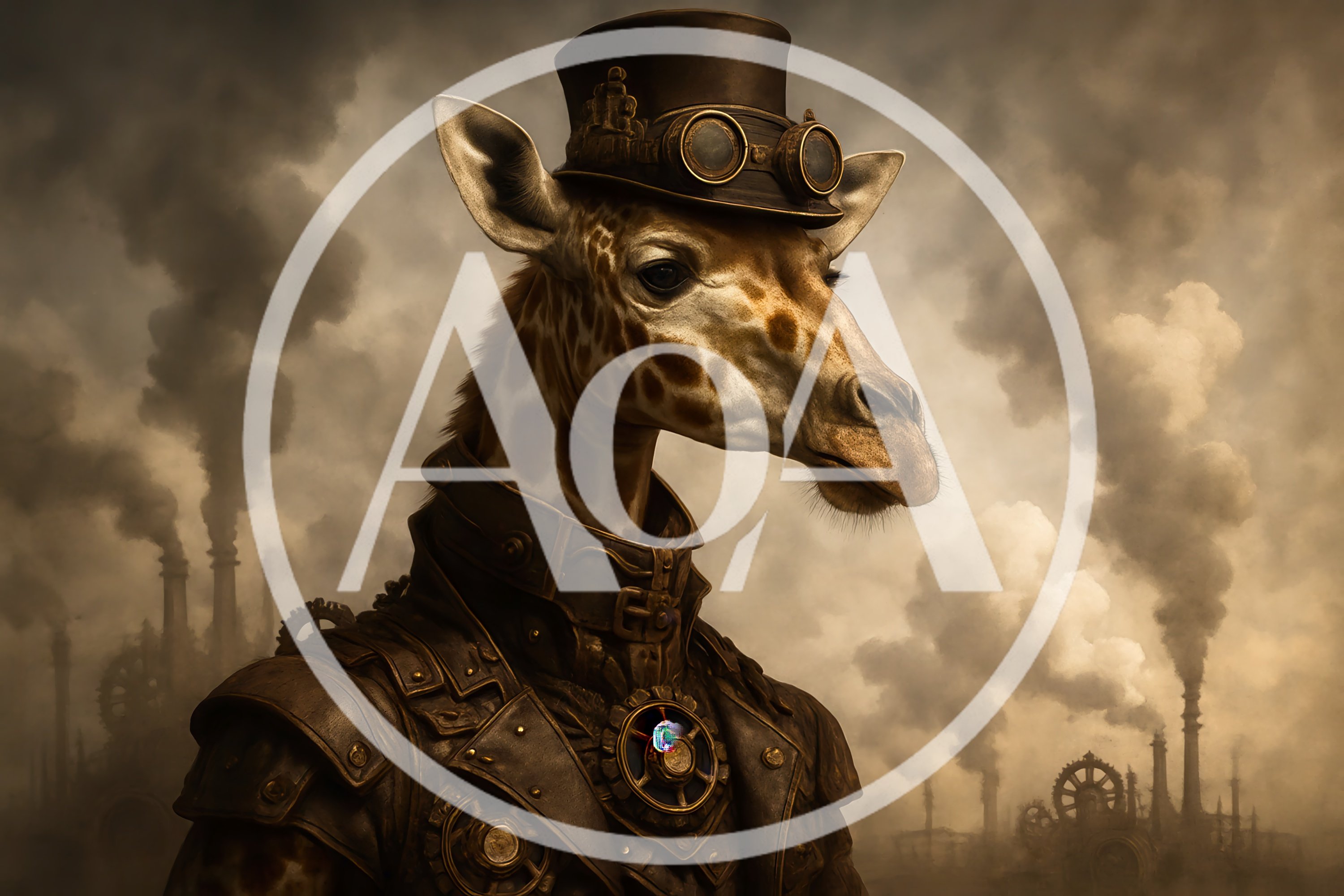 Steampunk Giraffe Portrait In Industrial Setting