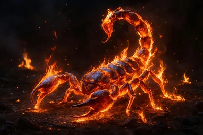 Fiery Scorpion Engulfed In Intense Flames
