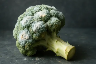 Moldy Broccoli Head on Dark Surface