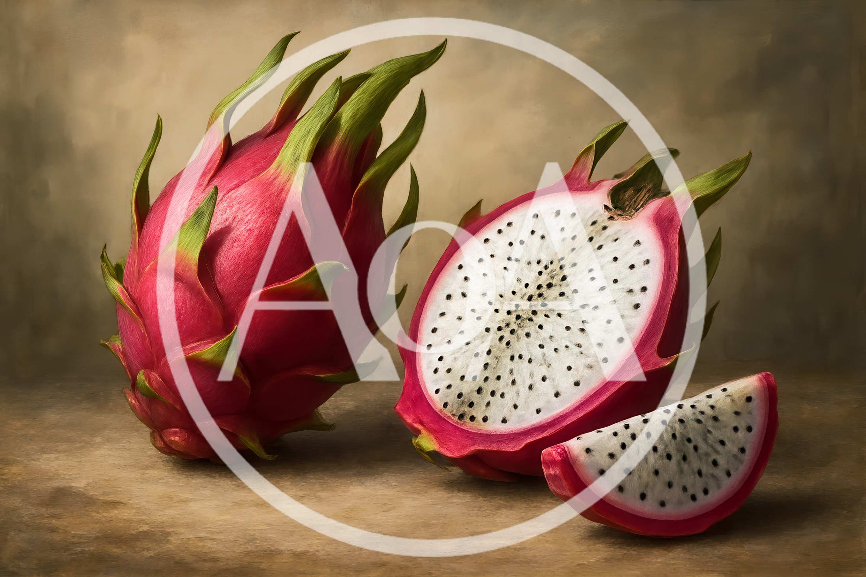 Whole And Sliced Dragon Fruit Still Life