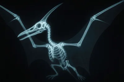 X-Ray Style Illustration Of A Pterodactyl Skeleton