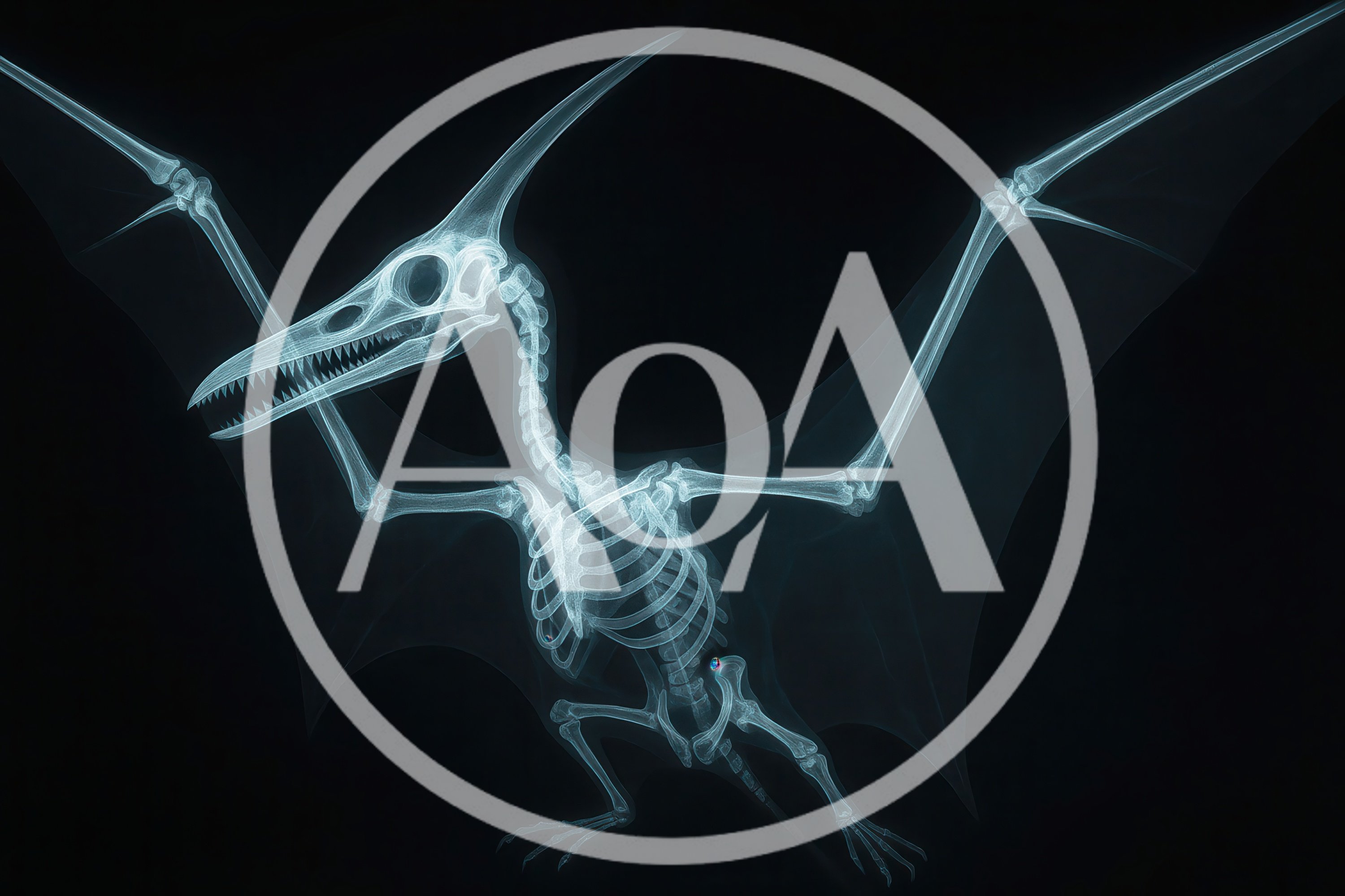 X-Ray Style Illustration Of A Pterodactyl Skeleton