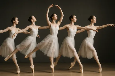 Multiple Exposure Sequence Of A Ballerina Dancing