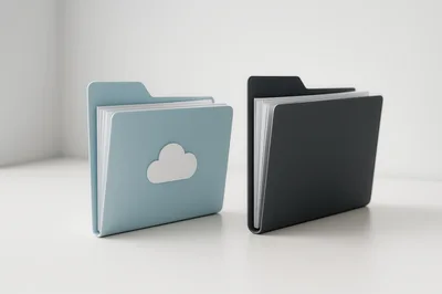 Two Folders With Cloud Icon On White Surface