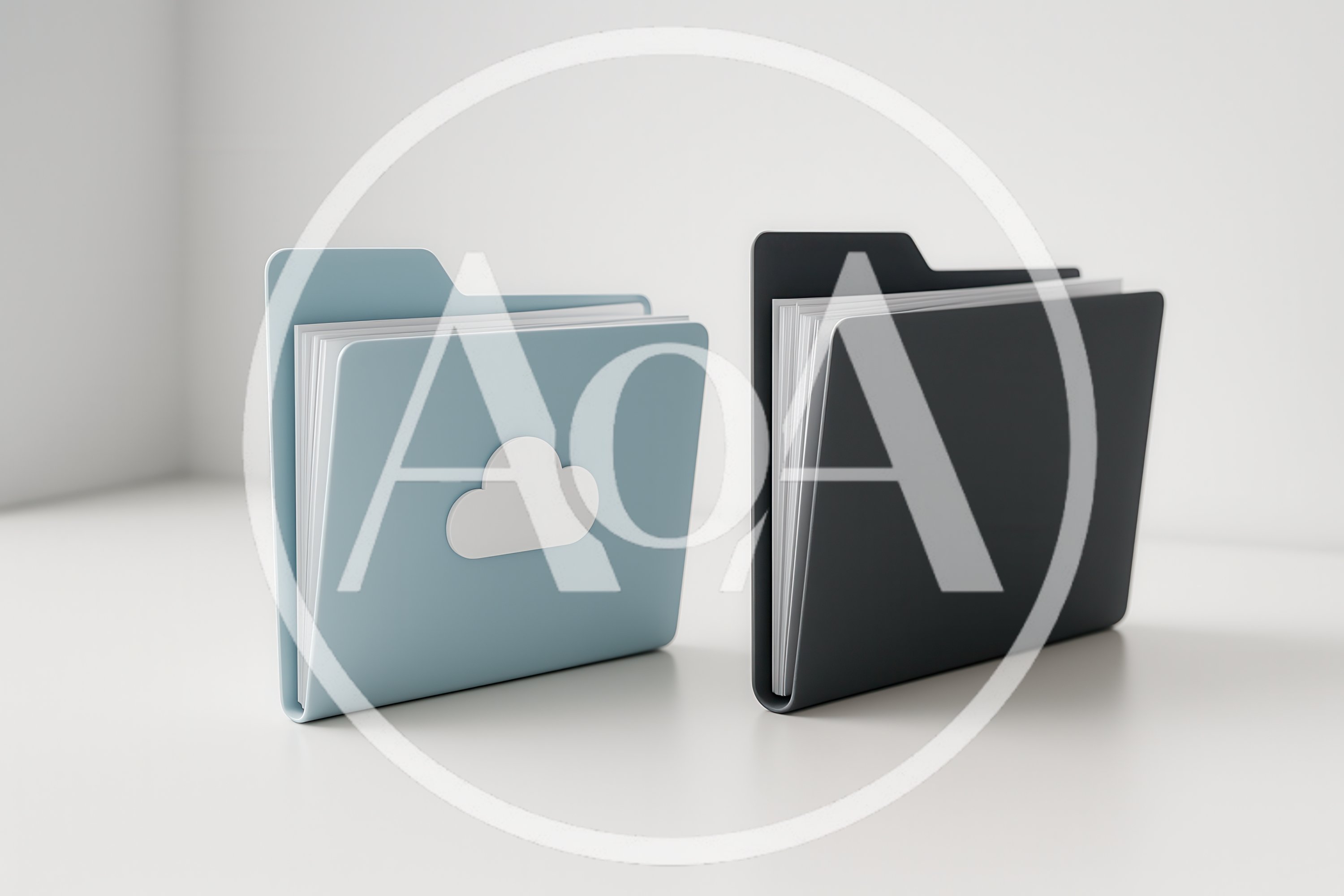 Two Folders With Cloud Icon On White Surface
