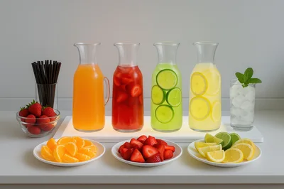 Refreshing Fruit Infused Water Pitchers and Fresh Fruit