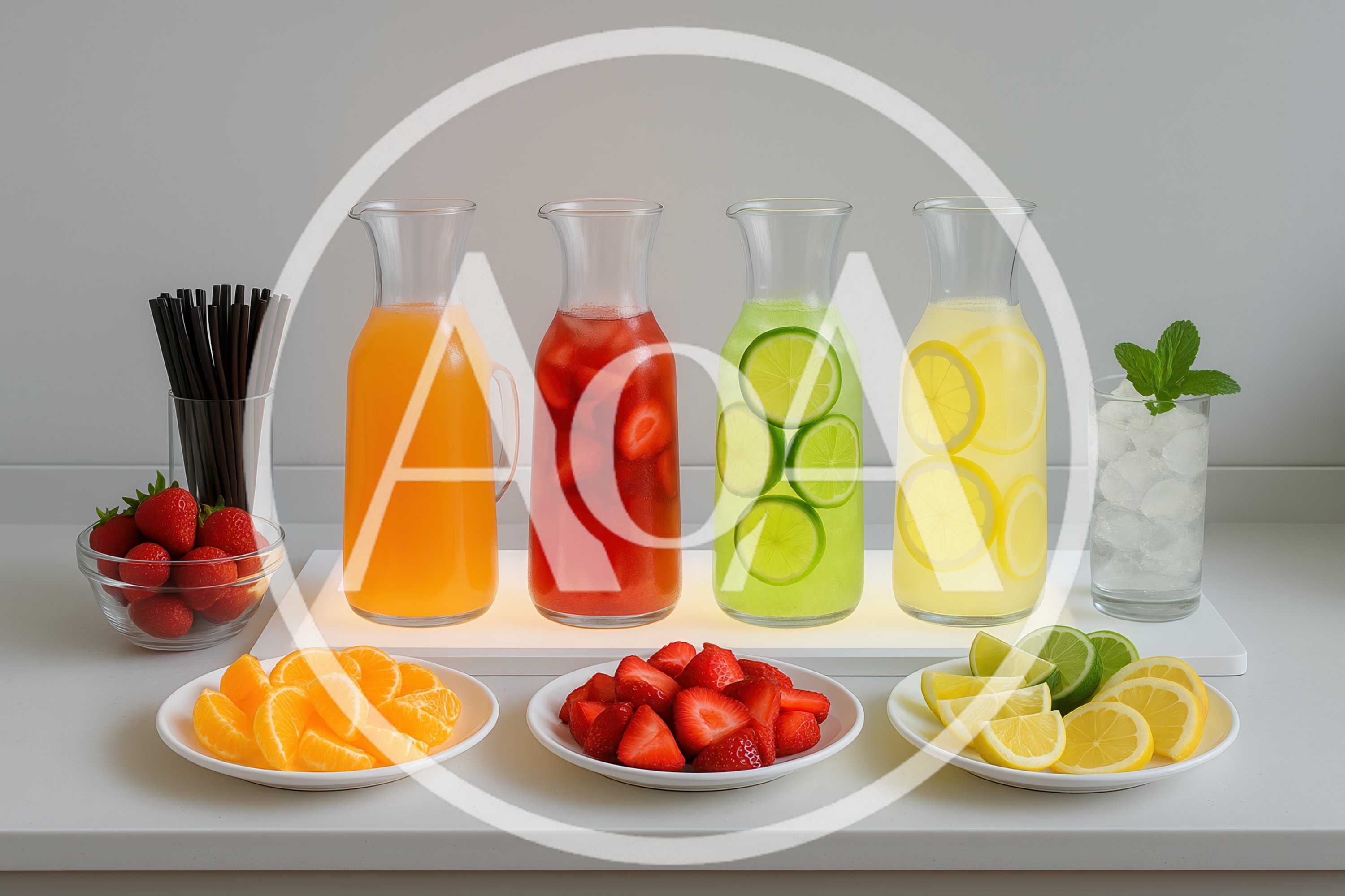 Refreshing Fruit Infused Water Pitchers and Fresh Fruit