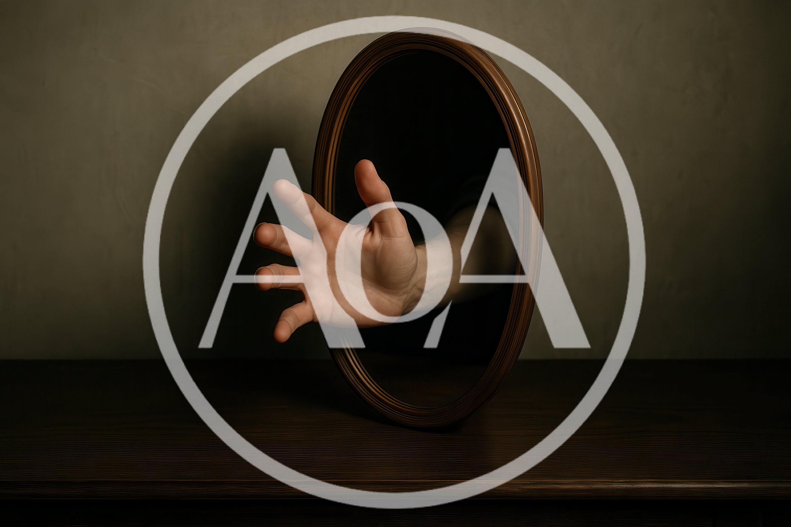 Human Hand Reaching Out From A Dark Mirror