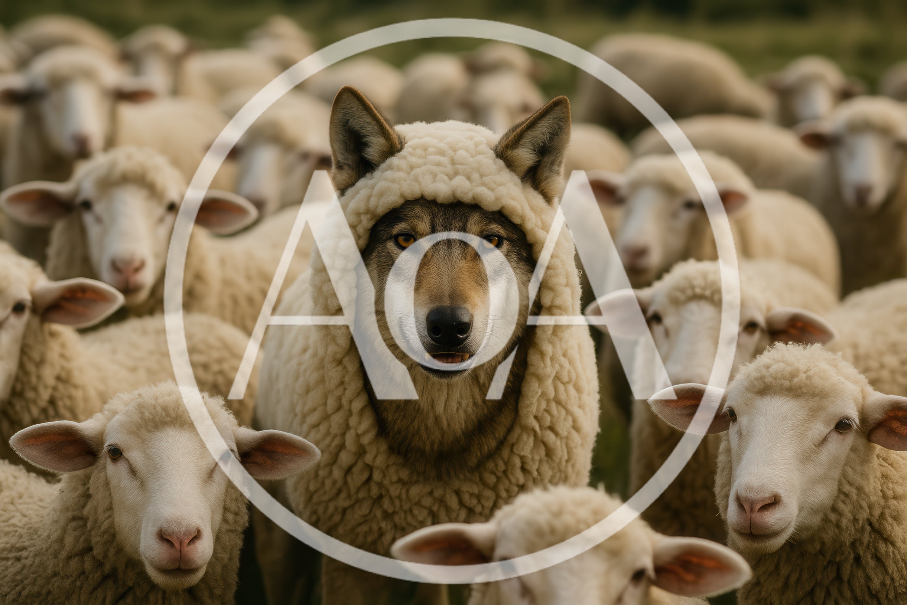 Wolf Disguised As A Sheep In A Flock