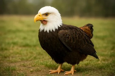 Hybrid Bald Eagle Chicken Standing In A Field