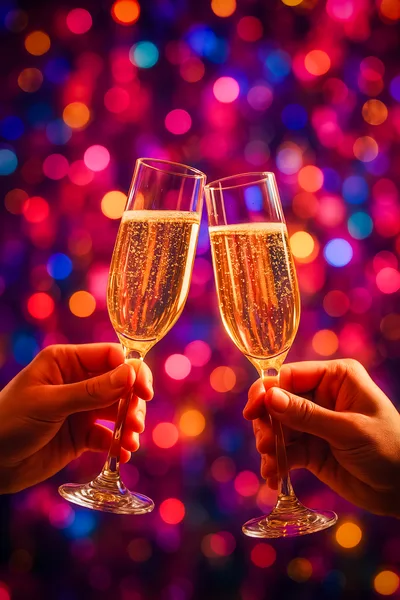 Two Hands Toasting With Champagne Flutes