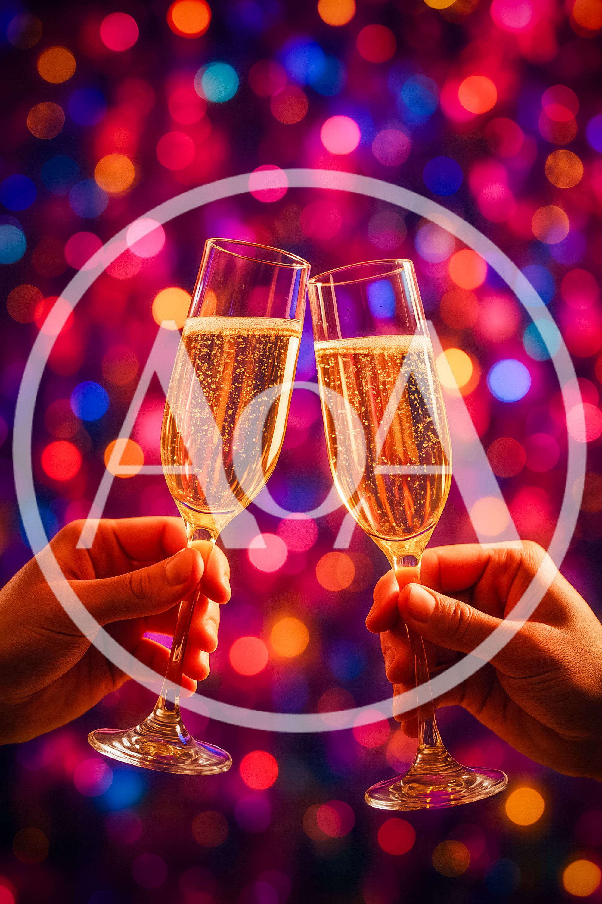 Two Hands Toasting With Champagne Flutes