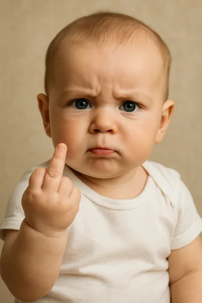 Angry Baby Giving The Middle Finger Gesture