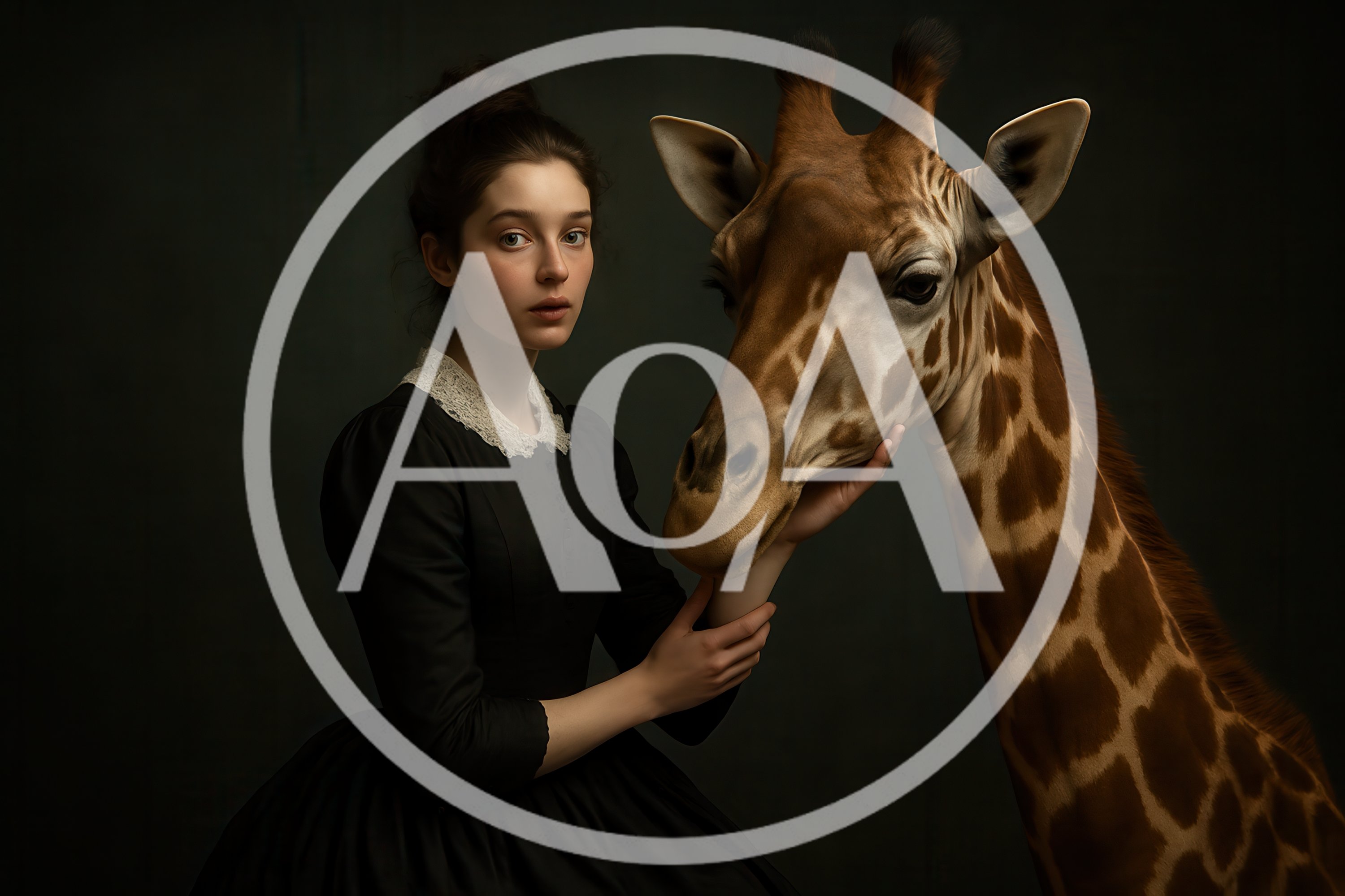 Portrait of a Young Woman With a Giraffe