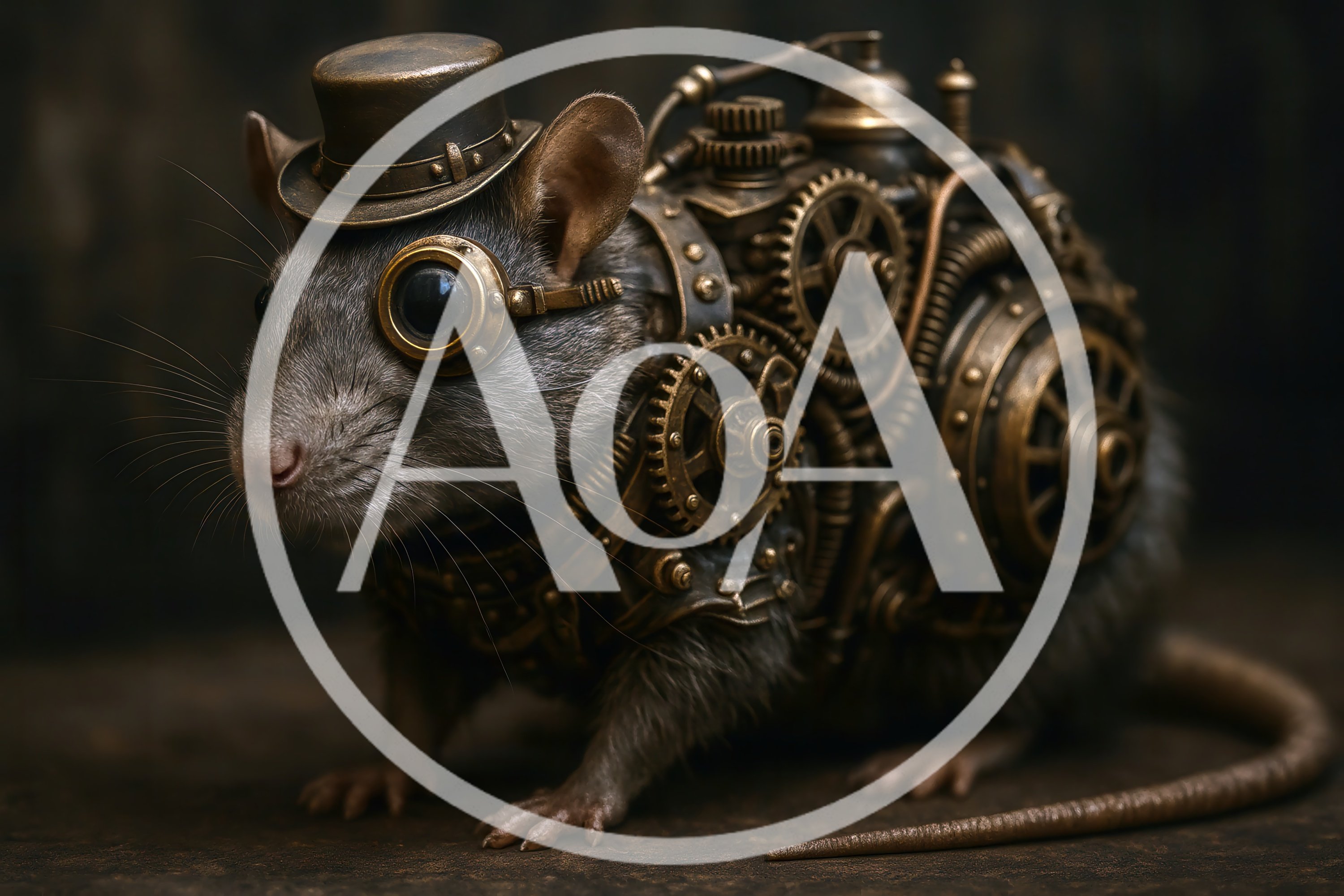 Steampunk Rat Wearing Top Hat And Mechanical Goggles