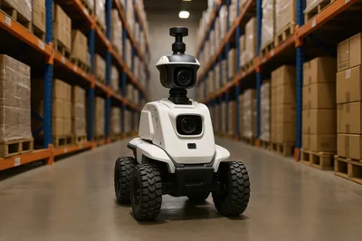 Autonomous Security Robot Patrolling A Warehouse Aisle