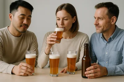 Three Friends Enjoying Craft Beer Together