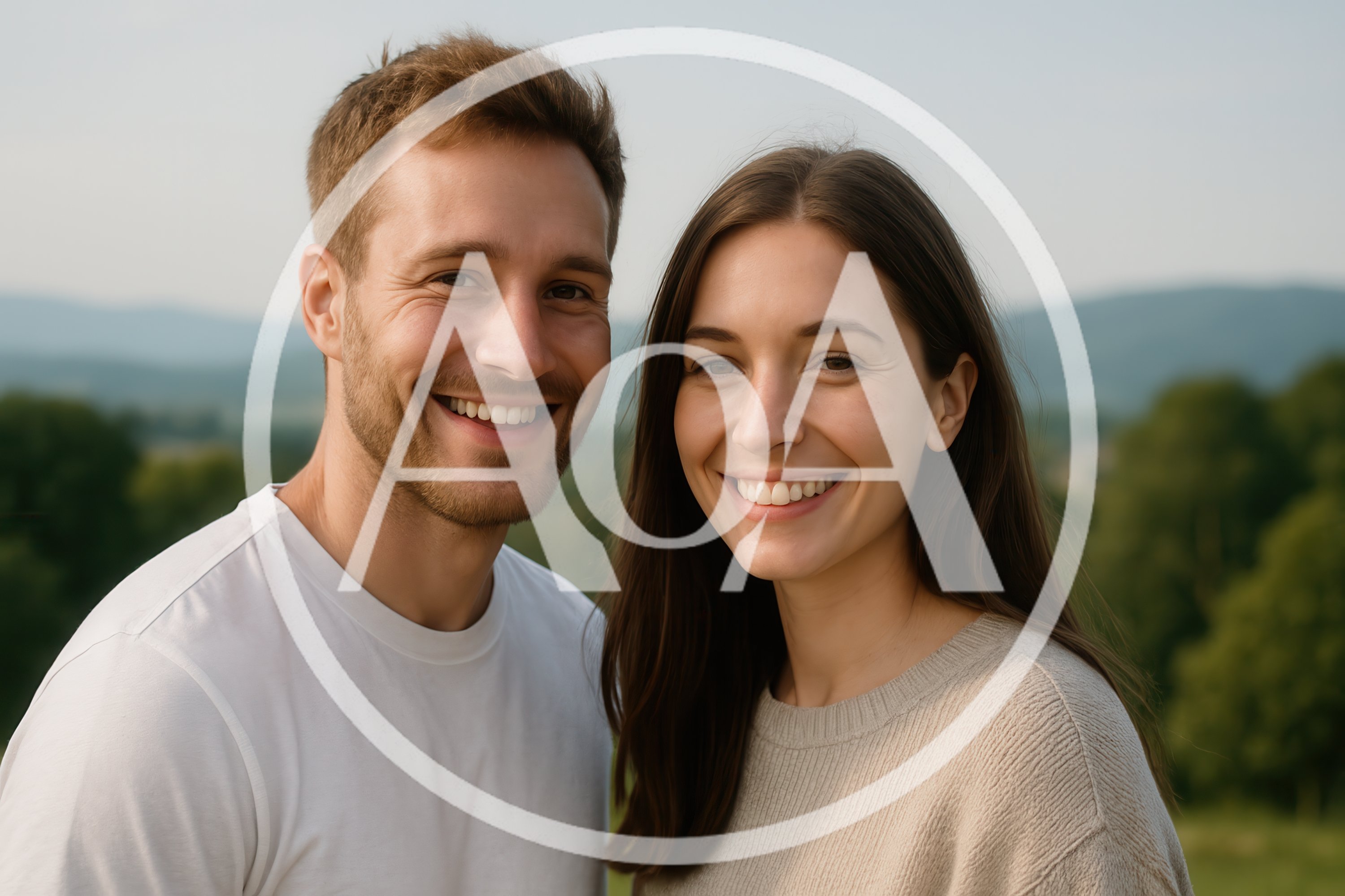 Happy Young Couple Smiling Outdoors