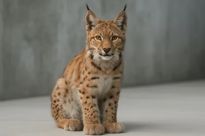Eurasian Lynx Sitting In A Minimalist Studio Setting