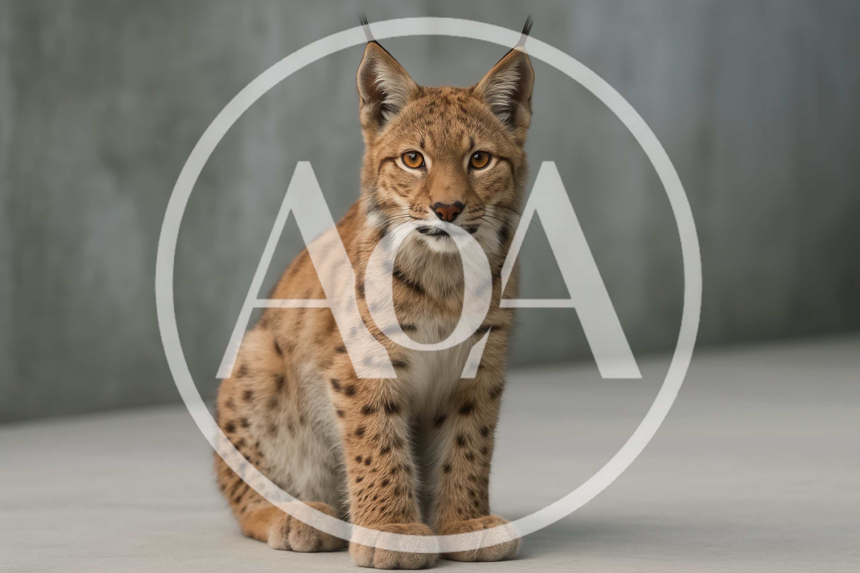 Eurasian Lynx Sitting In A Minimalist Studio Setting