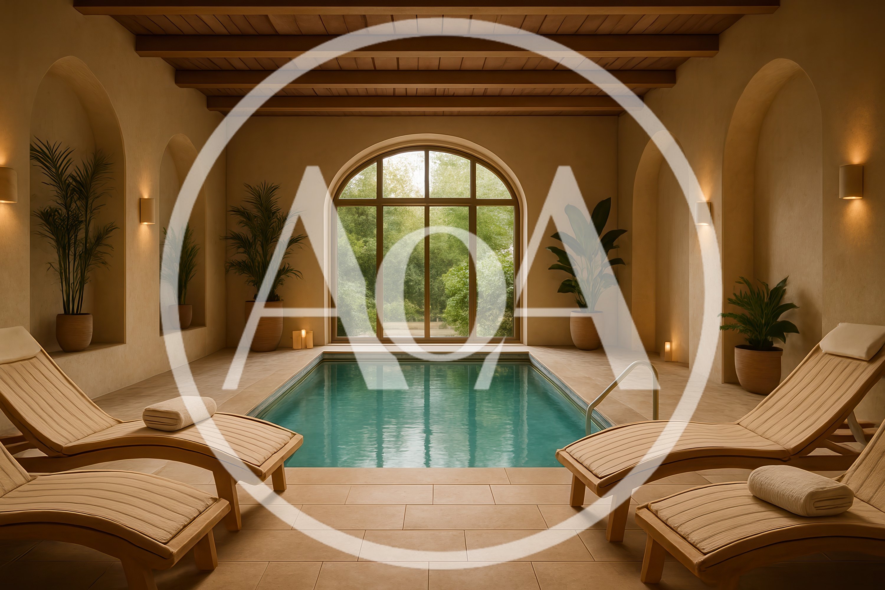 Luxury Indoor Spa Pool With Lounge Chairs
