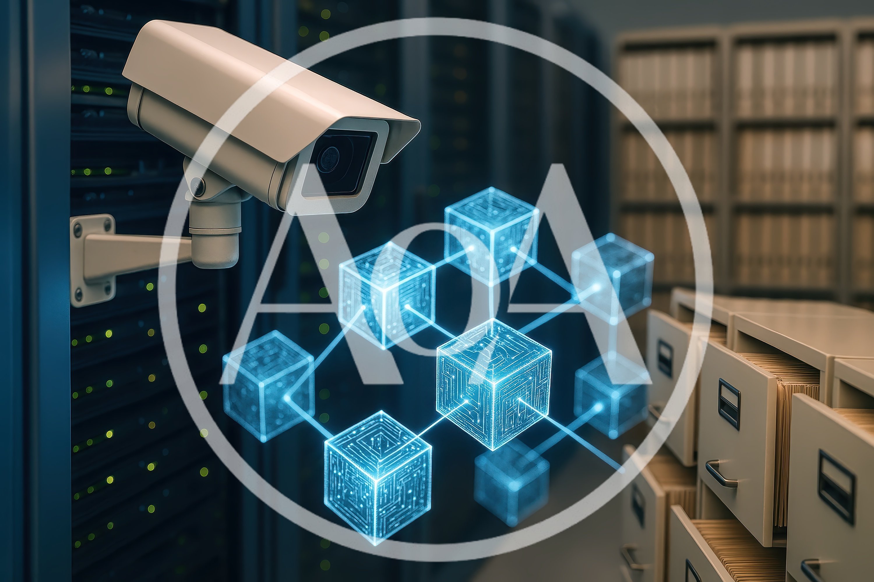 Security Camera Monitoring Digital Blockchain Network In Server Room