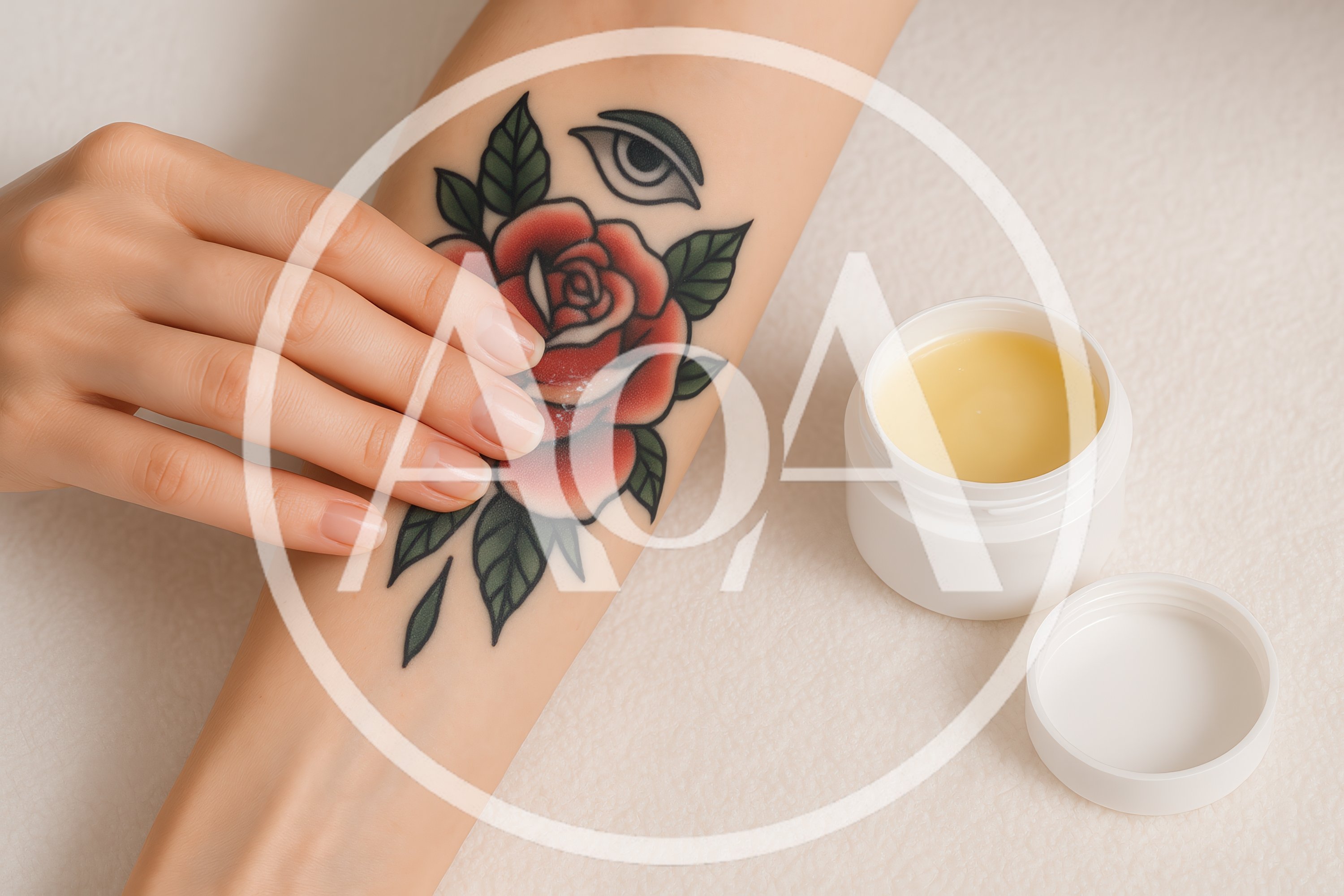 Woman Applying Tattoo Aftercare Cream To Her Arm