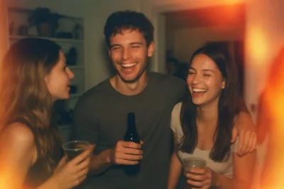 Friends Laughing Together at a Casual House Party