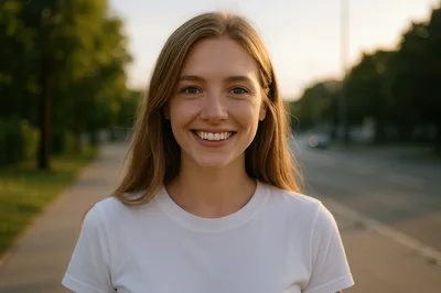 Young Woman Smiling Outdoors On A Sunny Day