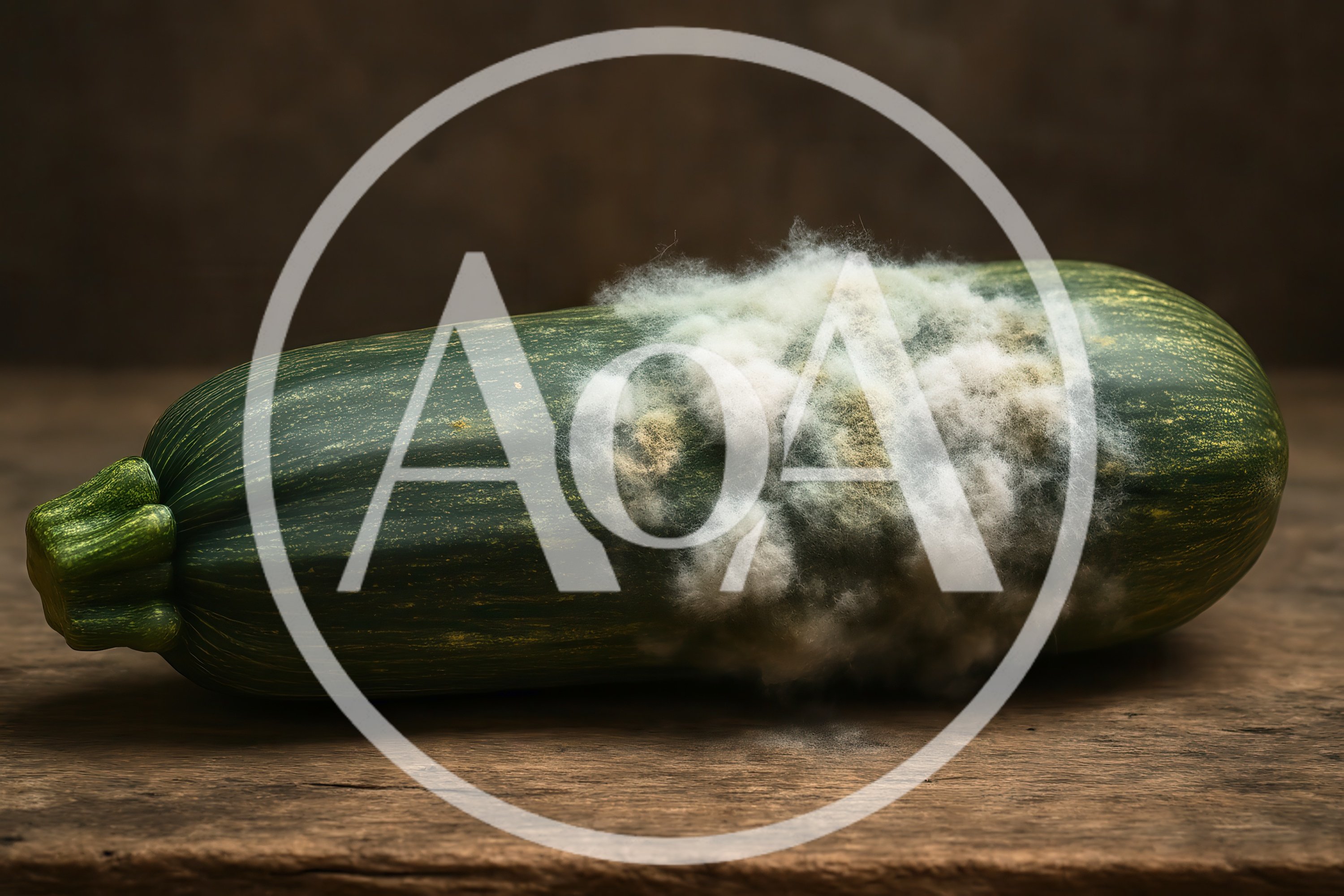 Moldy Zucchini Resting On A Wooden Surface