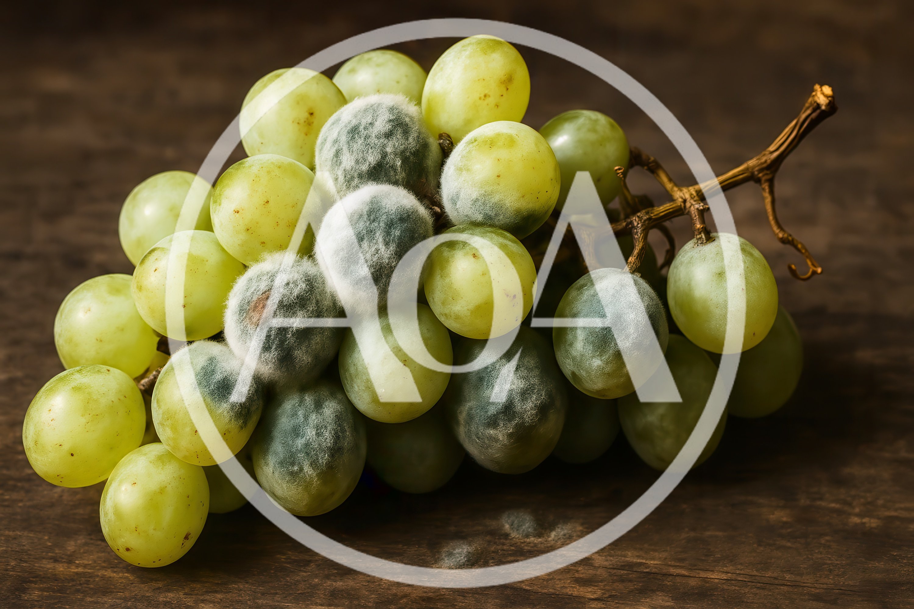 Moldy Green Grapes On A Wooden Surface
