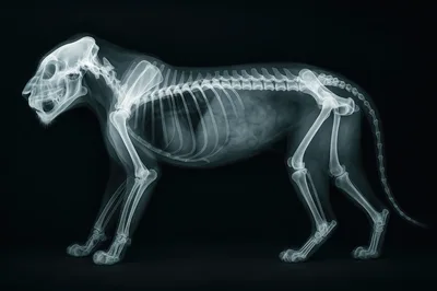 X-Ray Scan Of A Large Feline Skeleton