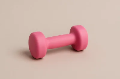 Pink Dumbbell Isolated On A Neutral Background