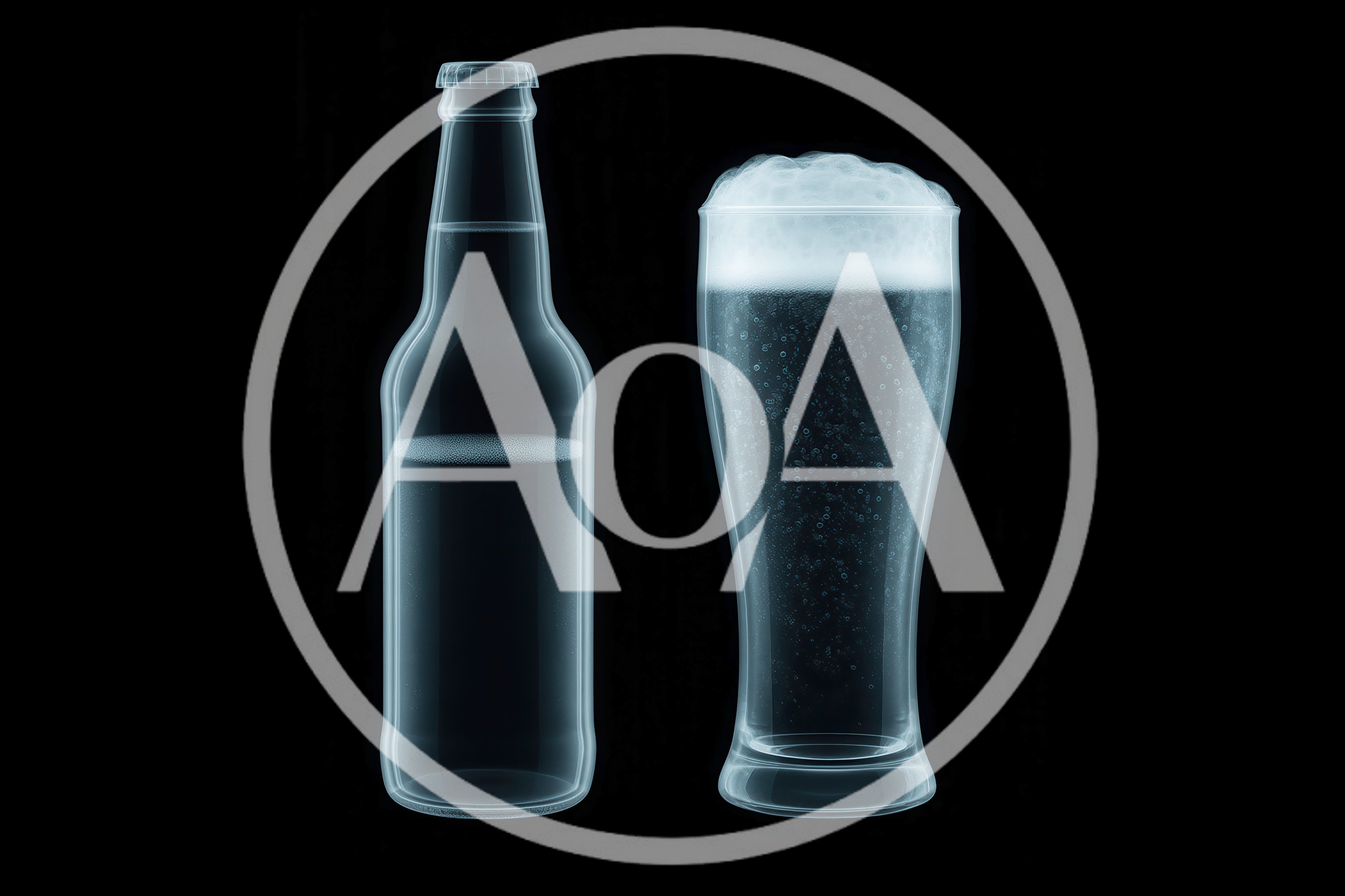 X-Ray Style Beer Bottle And Glass