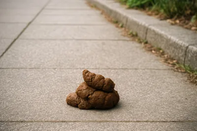Dog Feces Left On A Public Sidewalk