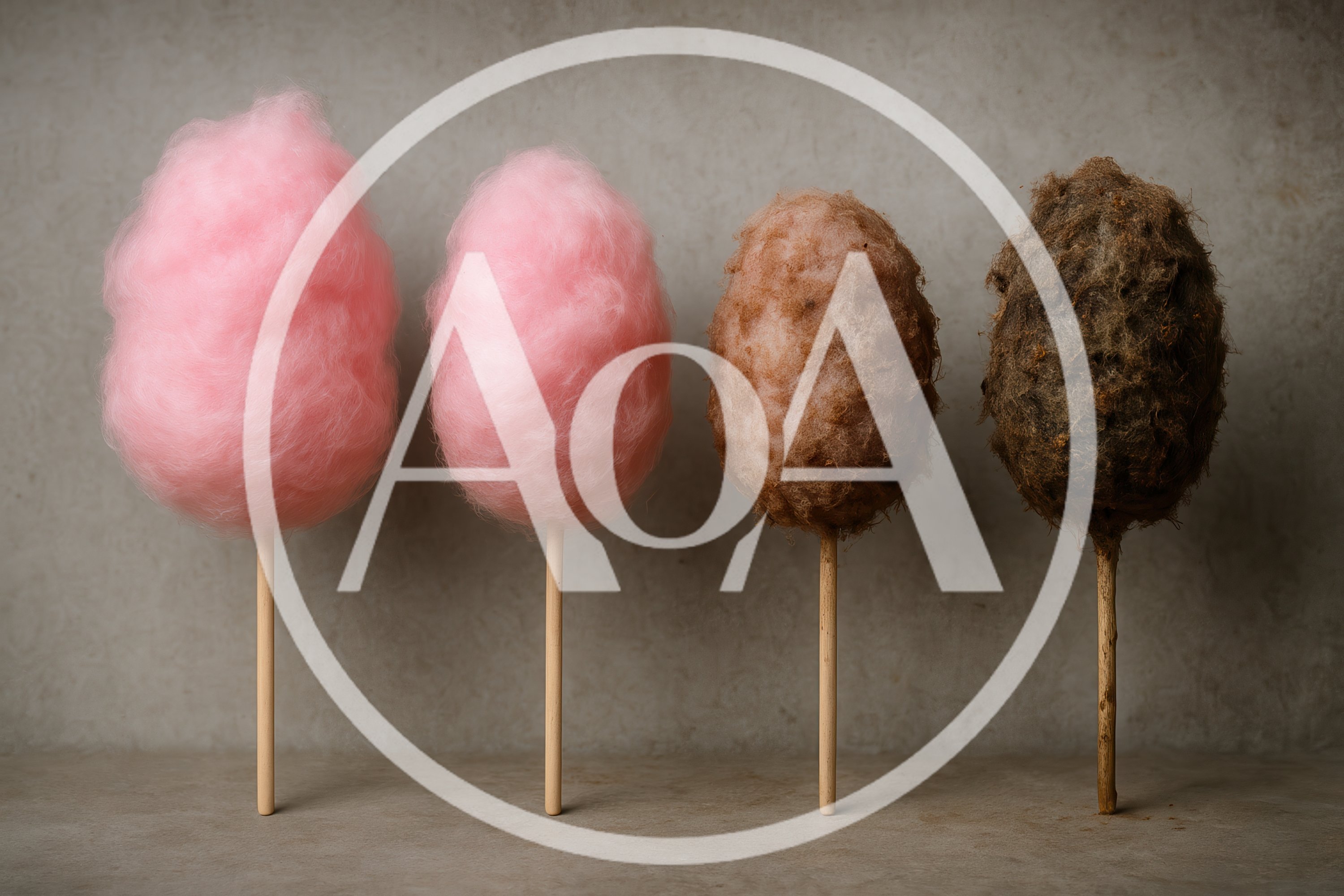 Four Cotton Candy Sticks With Different Textures