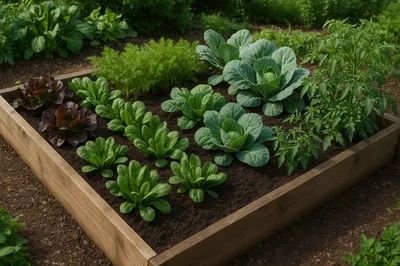 Raised Garden Bed With Assorted Vegetables