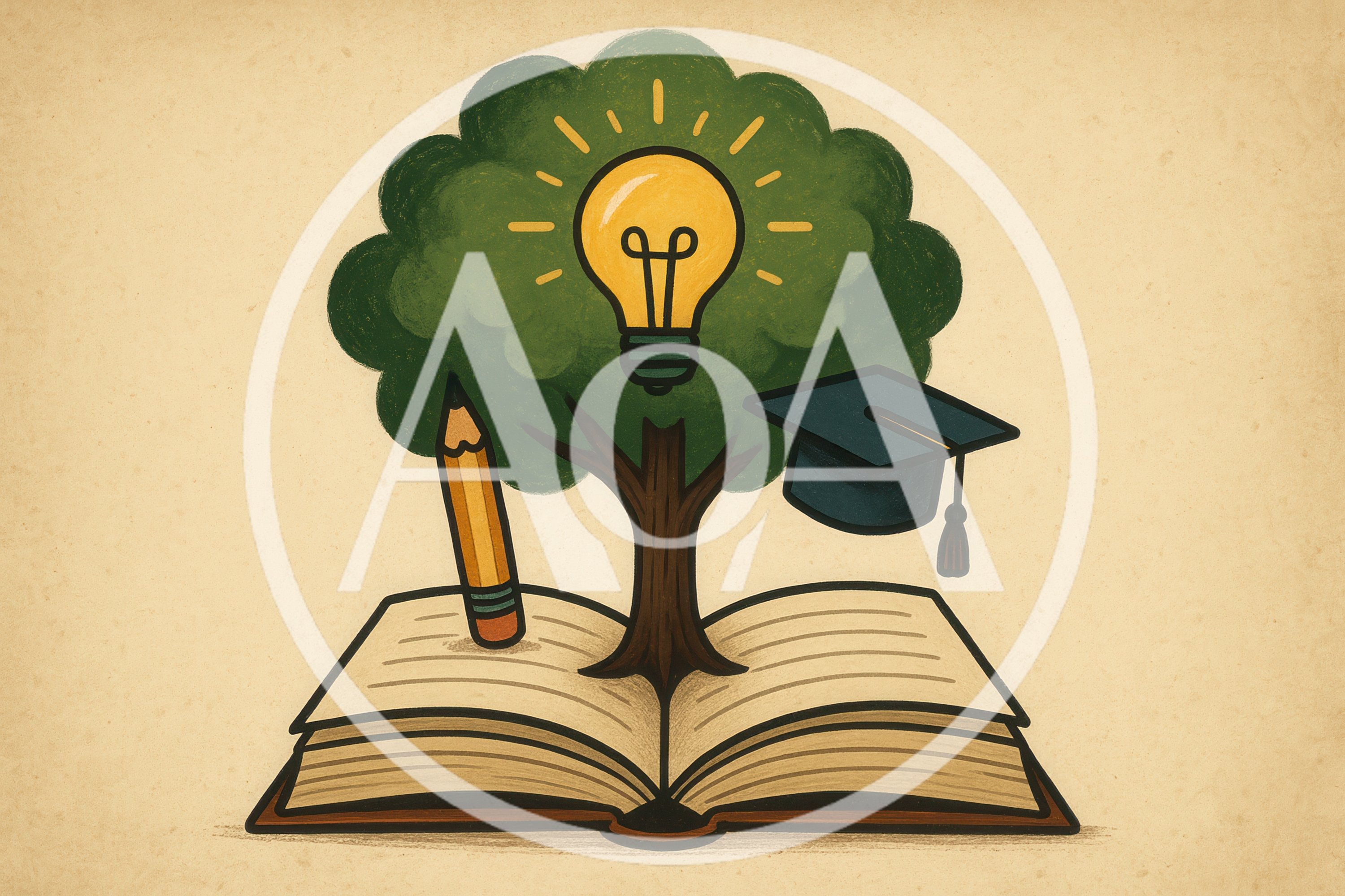 Educational Concept Illustration With Book Tree And Lightbulb