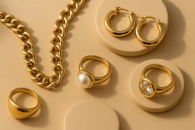 Gold Jewelry Collection With Pearl And Gemstone Rings