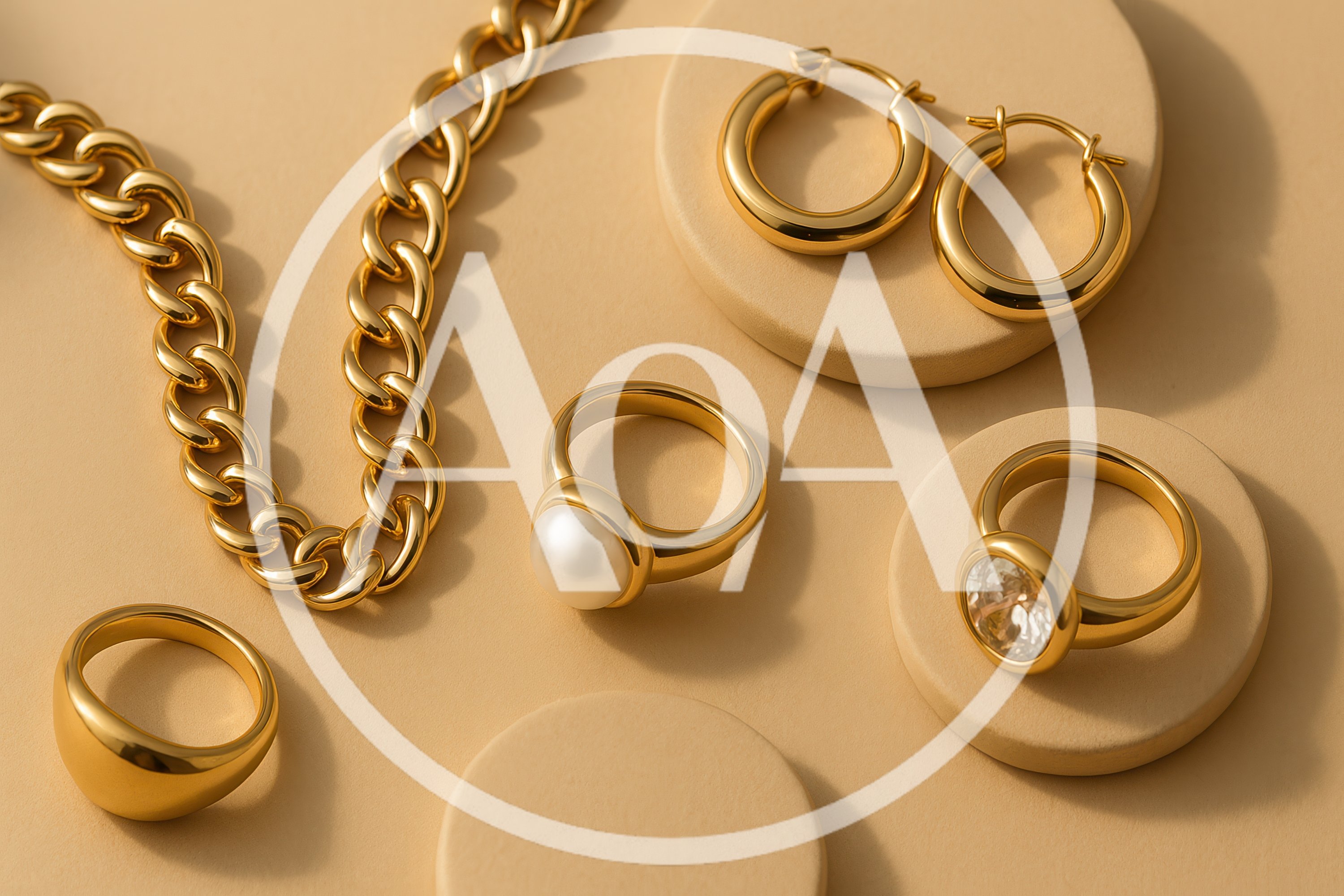 Gold Jewelry Collection With Pearl And Gemstone Rings